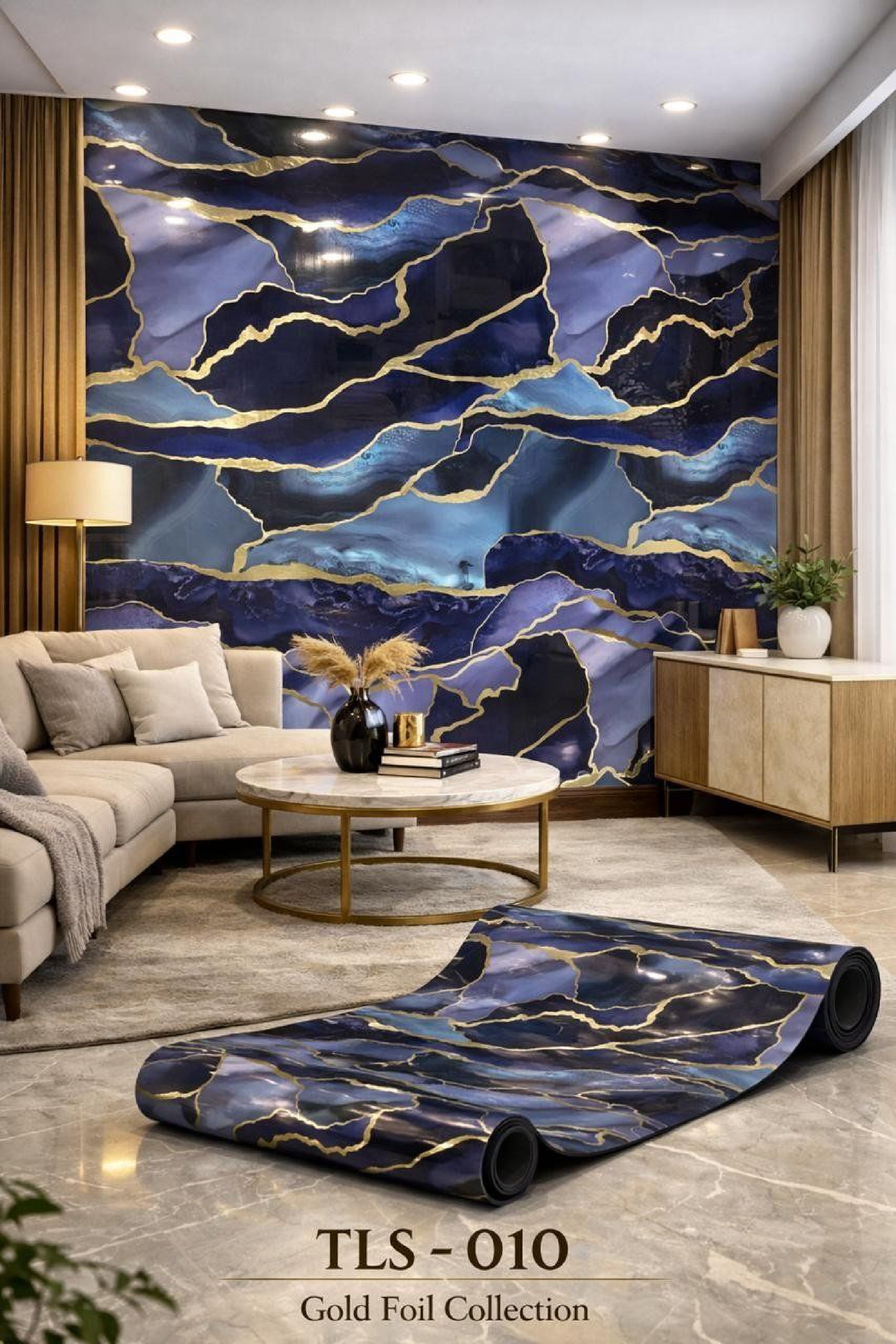 Gold Foil UV Marble Sheets (size 10 x 4 Feet) TLS010