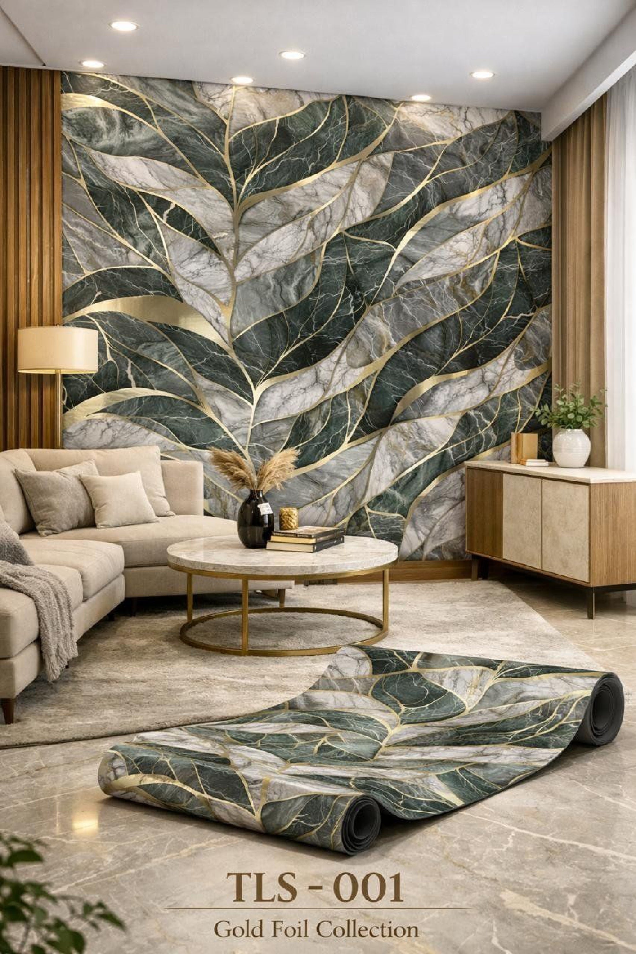 Gold Foil UV Marble Sheets (size 10 x 4 Feet) TLS001