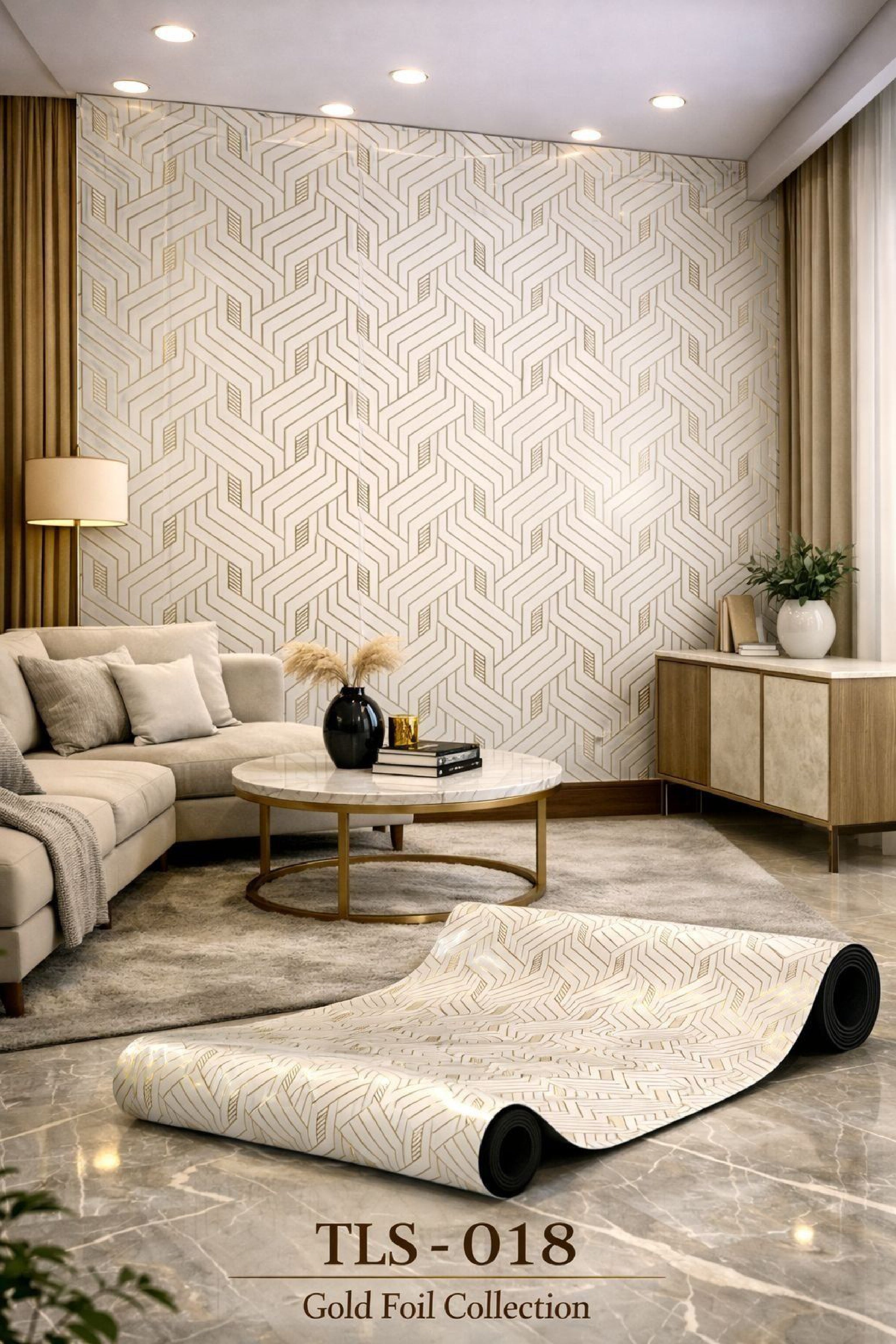 Gold Foil UV Marble Sheets (size 10 x 4 Feet) TLS018