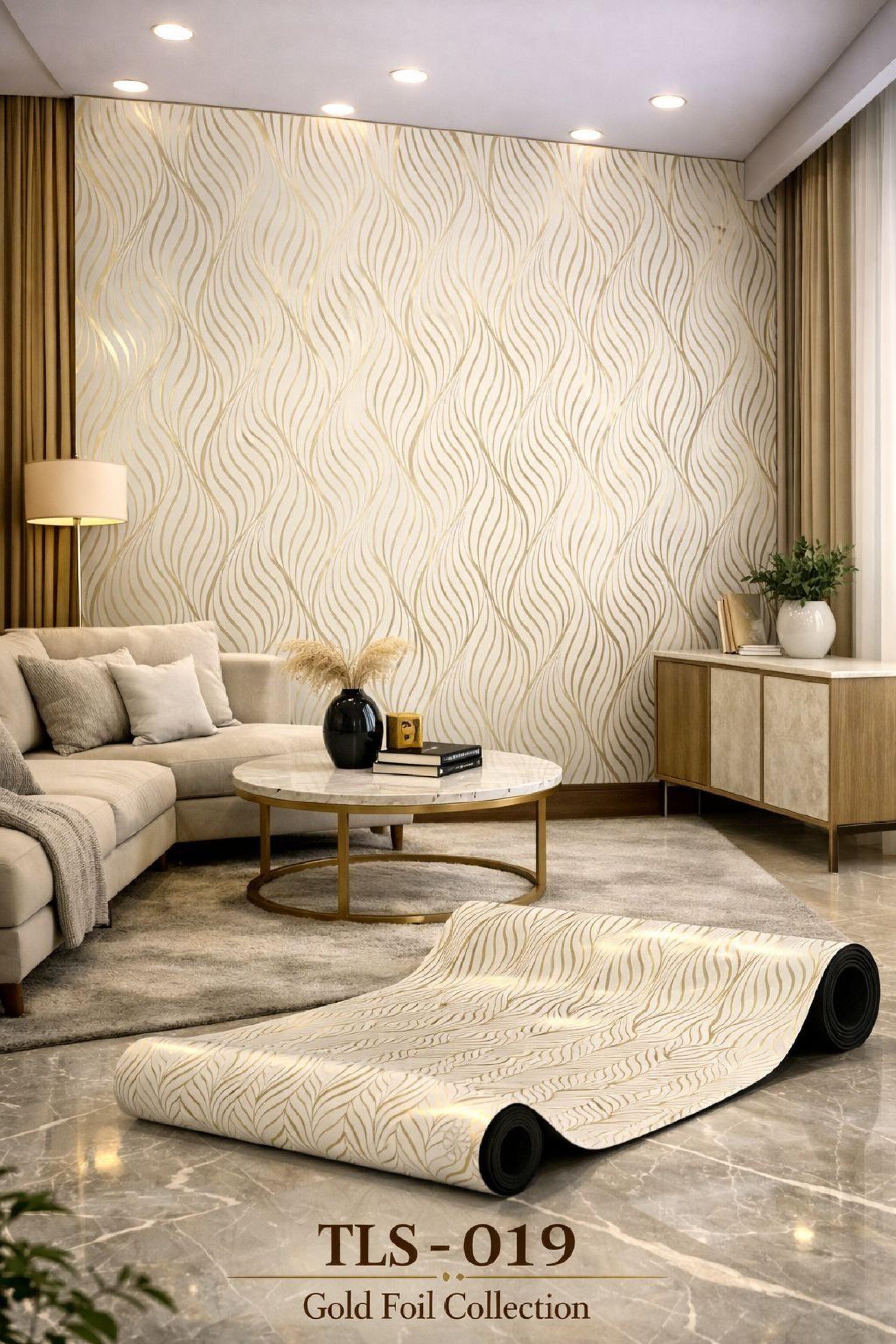 Gold Foil UV Marble Sheets (size 10 x 4 Feet) TLS019