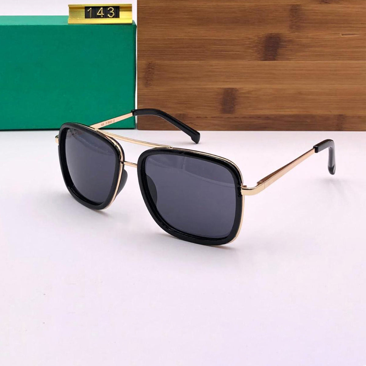 Black HUMBLEE Square Sunglasses (SUN-LC-0652-BLK1GLD-LARGE) - SWASTIK CREATIONS The Trend Point SWASTIK CREATIONS The Trend Point