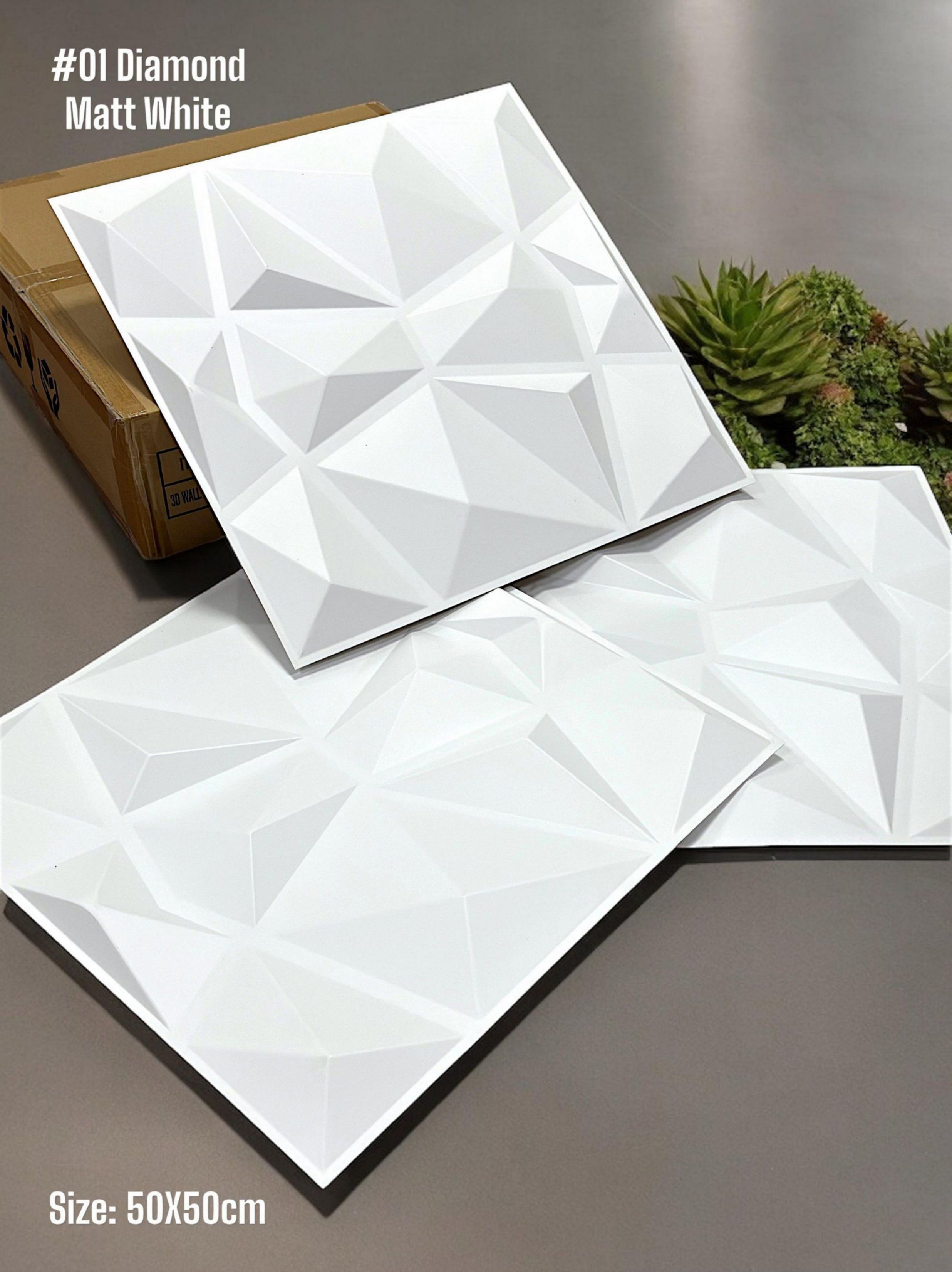 #01 Diamond Embossed 3D PVC Wall Panel - 5 Colors - (Size 50*50cm)