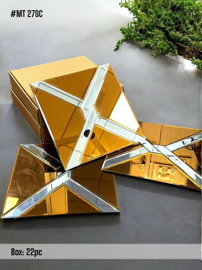 #MT27 SC - Dual-Tone Stylish Glass Mirror Mosaic Tile (Silver & Copper) (Box of 22pcs) (1 Tile Coverage Area 1 Sq Ft)