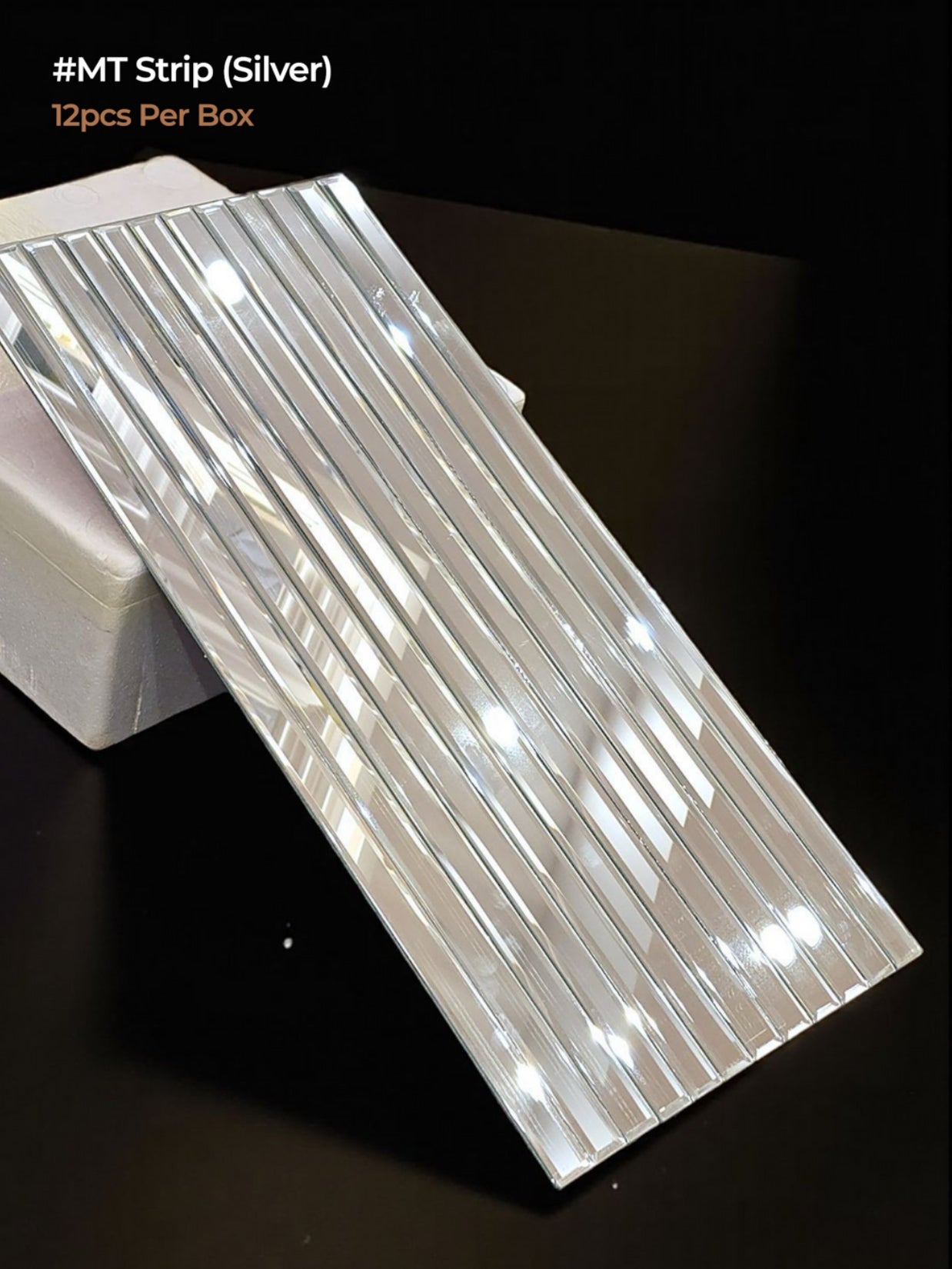 Self adhesive Mosaic Fluted Mirror Panel (BOX OF 12PCS) (Size 12x24 inches)