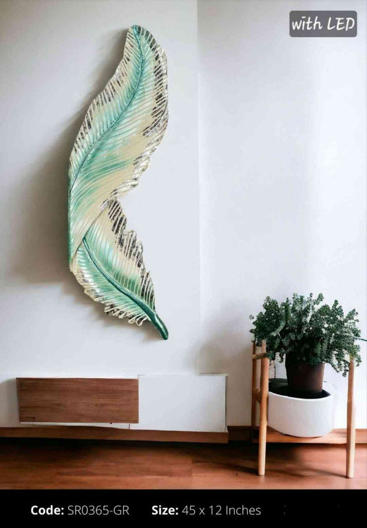 Feather Metal Wall Art with LED