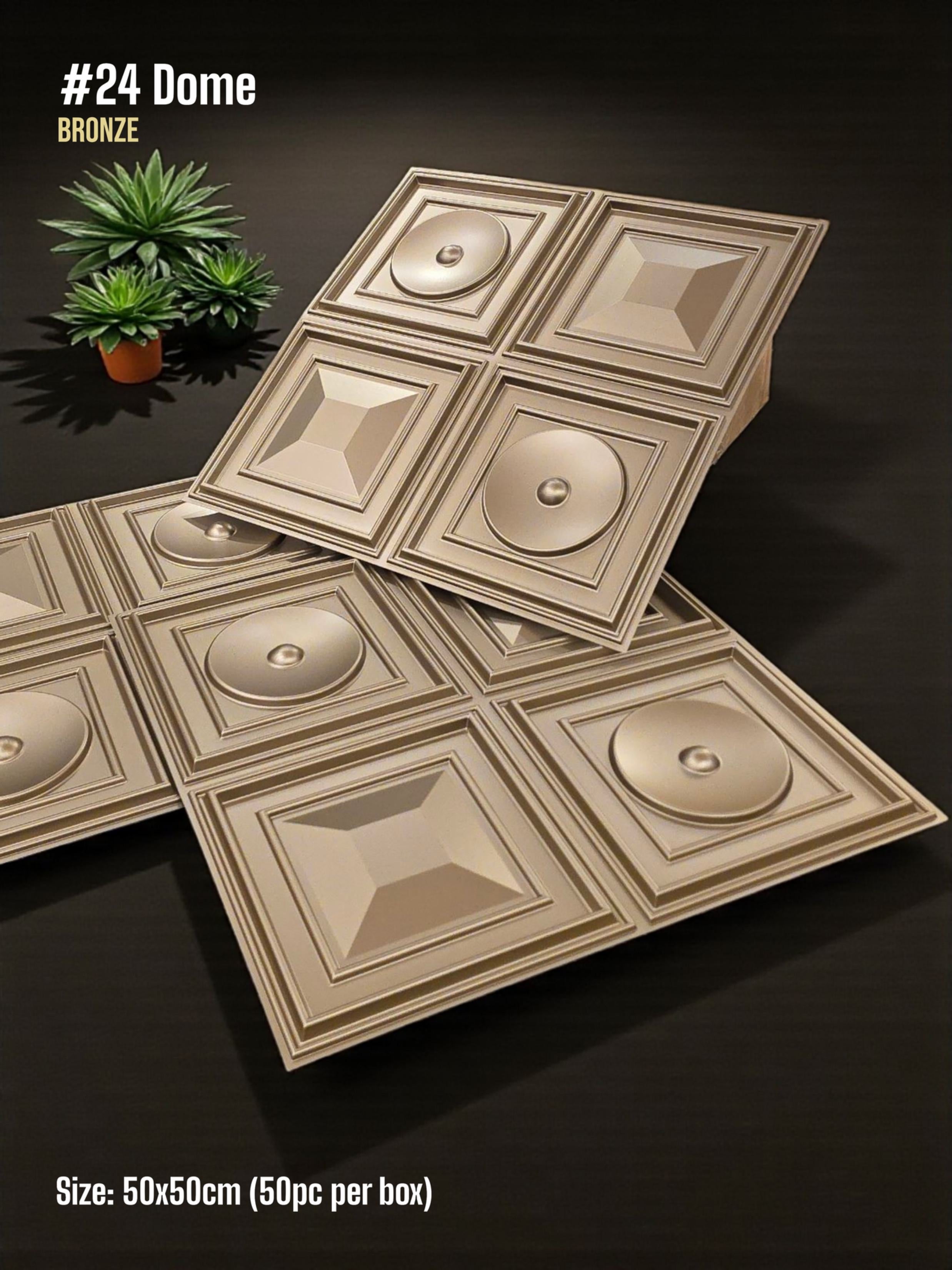 #24 Dome - Dome 3D PVC Panel (Without Mirror) - 6 colors option - (Size 50*50cm)