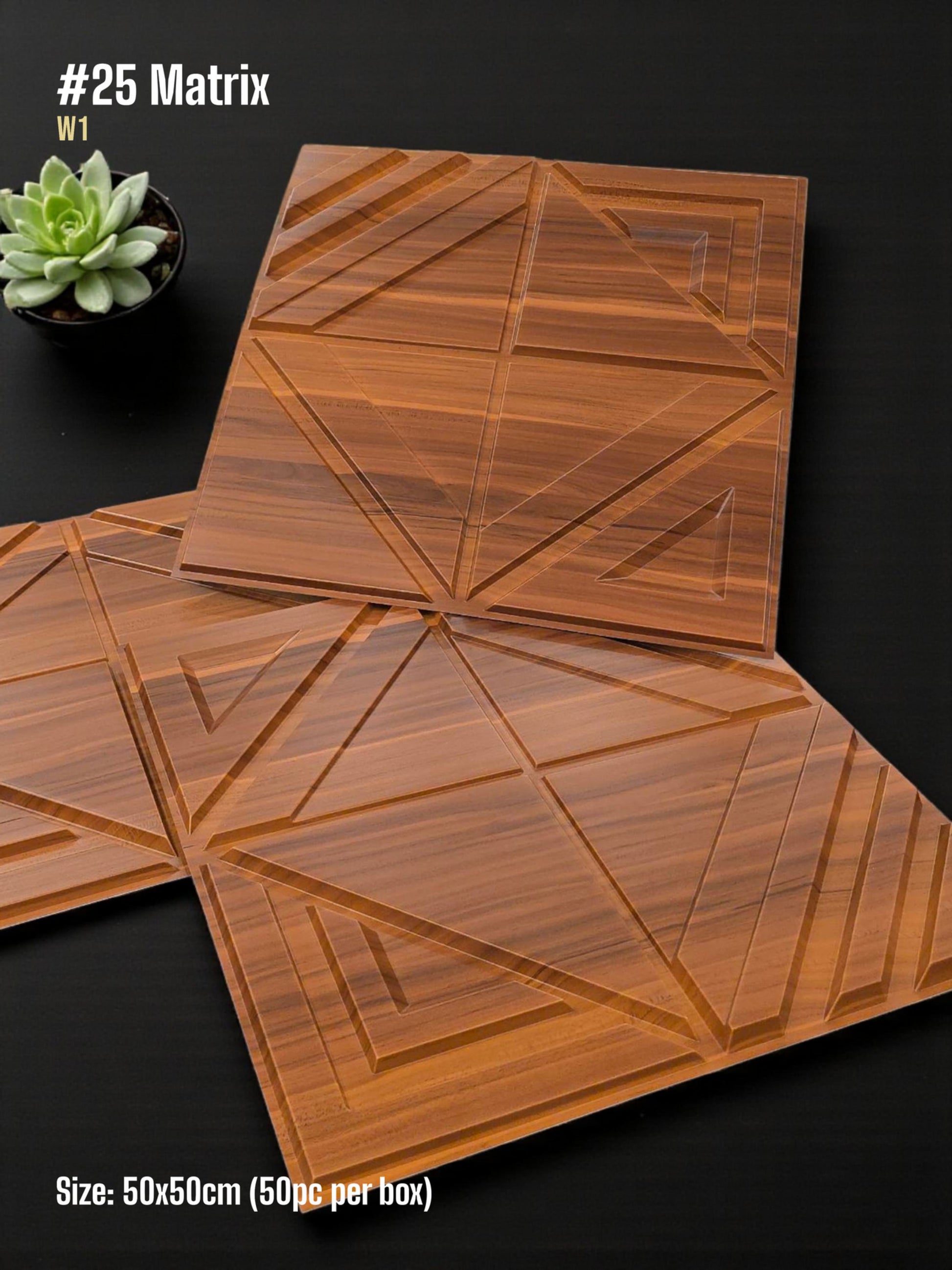 #25 Matrix 3D PVC Without Mirror Panel - 5 colors option - (Size 50*50cm)