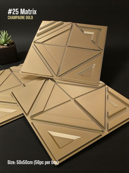 #25 Matrix 3D PVC Without Mirror Panel - 5 colors option - (Size 50*50cm)