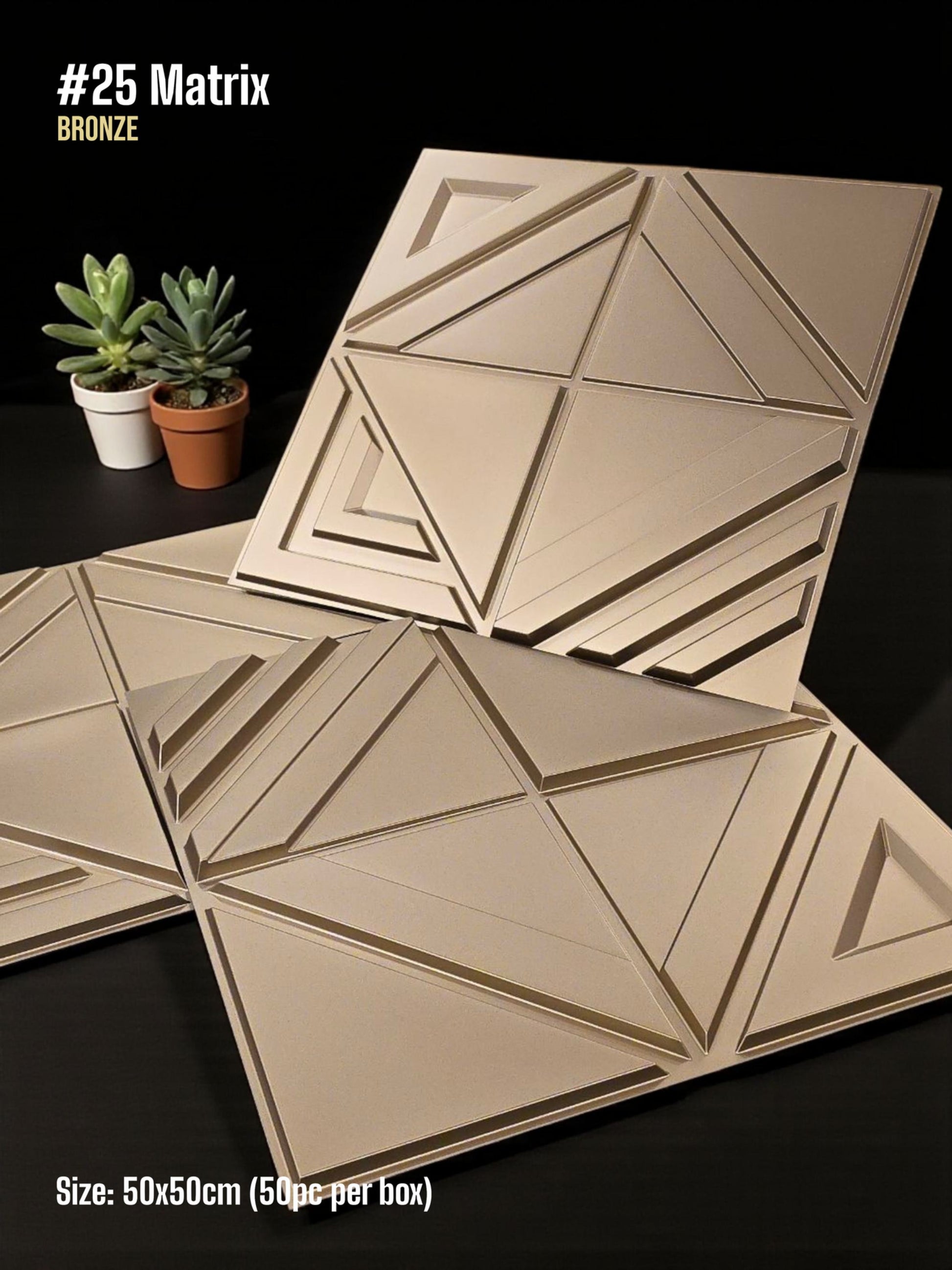 #25 Matrix 3D PVC Without Mirror Panel - 5 colors option - (Size 50*50cm)