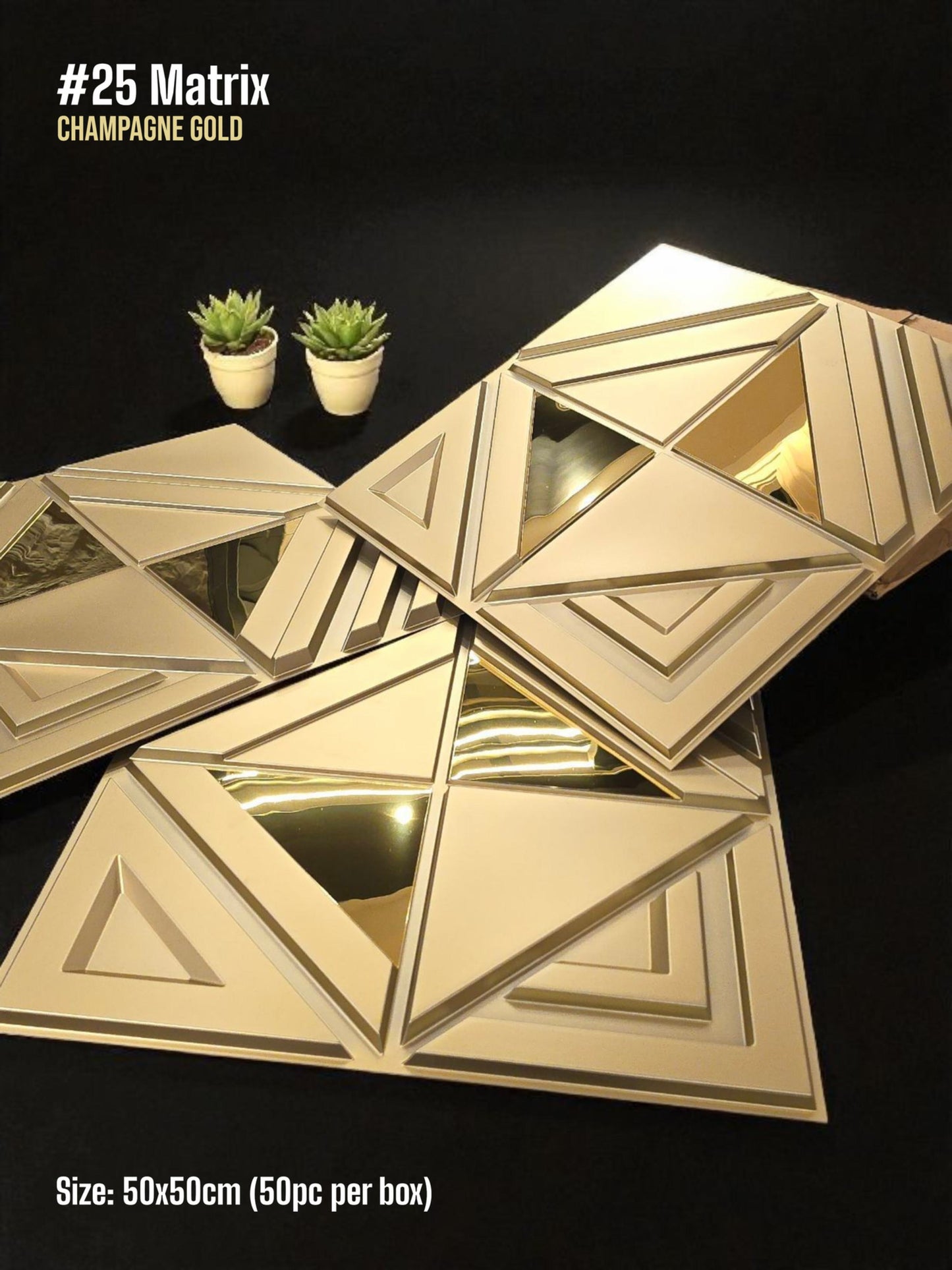 #25 Matrix 3D PVC Mirror Panel - 5 colors option - (Size 50*50cm) SWASTIK CREATIONS The Trend Point