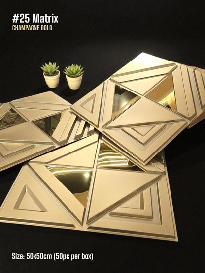 #25 Matrix 3D PVC Mirror Panel - 5 colors option - (Size 50*50cm)