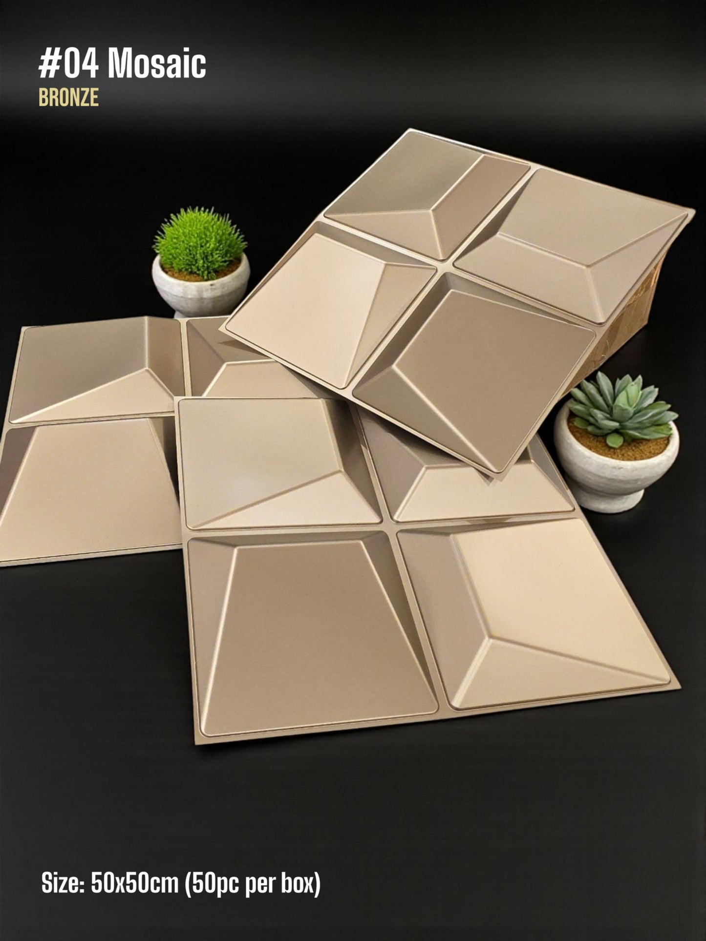 #04 Mosaic 3D PVC Without Mirror Panel - 5 colors option - (Size 50*50cm) SWASTIK CREATIONS The Trend Point