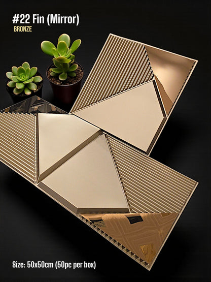 #22 Fin - 3D PVC Bronze Panel (Mirror) (Size 50*50cm)