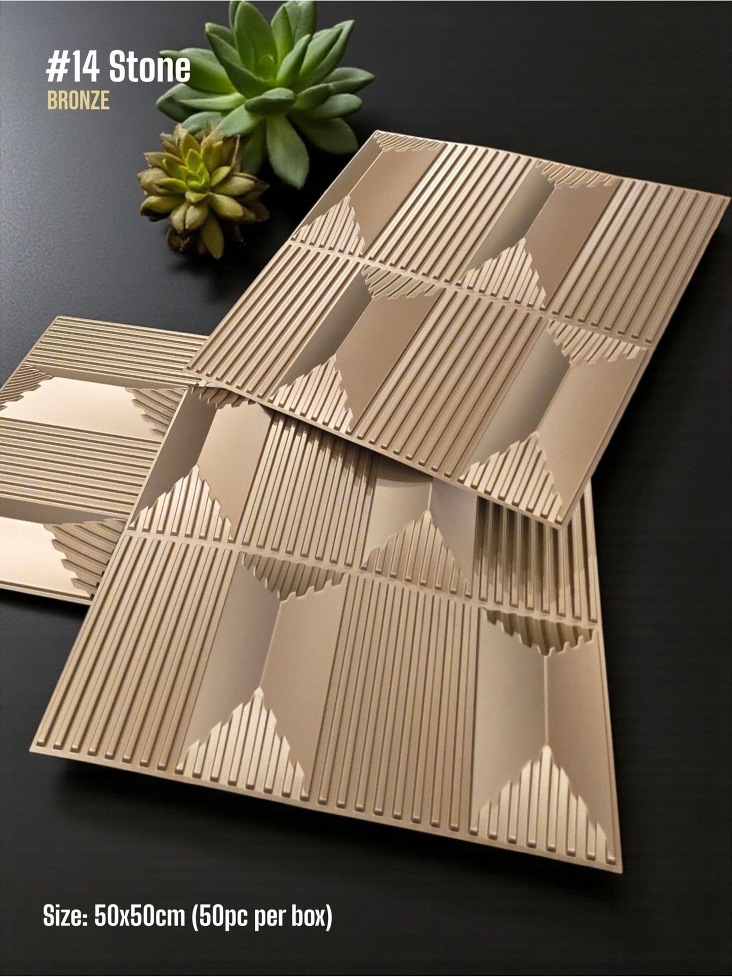 #14 Stone - 3D PVC Panel Stone (without Mirror) - 5 colors option - (Size 50*50cm) SWASTIK CREATIONS The Trend Point