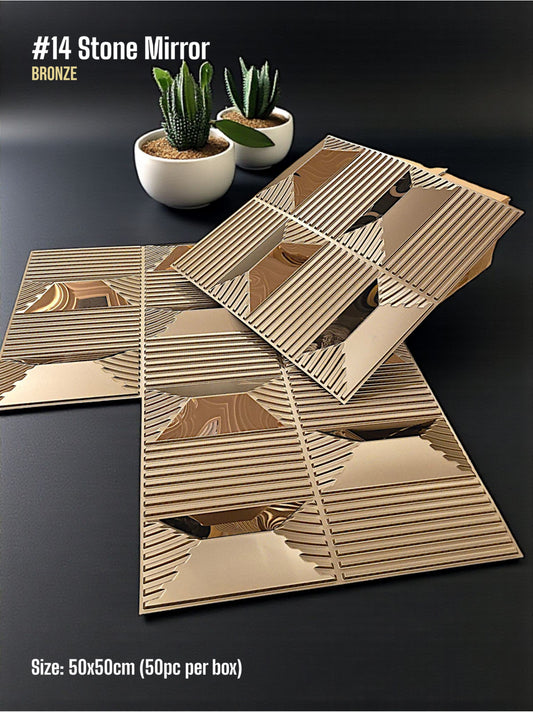 #14 Stone - 3D PVC Panel Stone (Mirror) - 5 colors option - (Size 50*50cm)