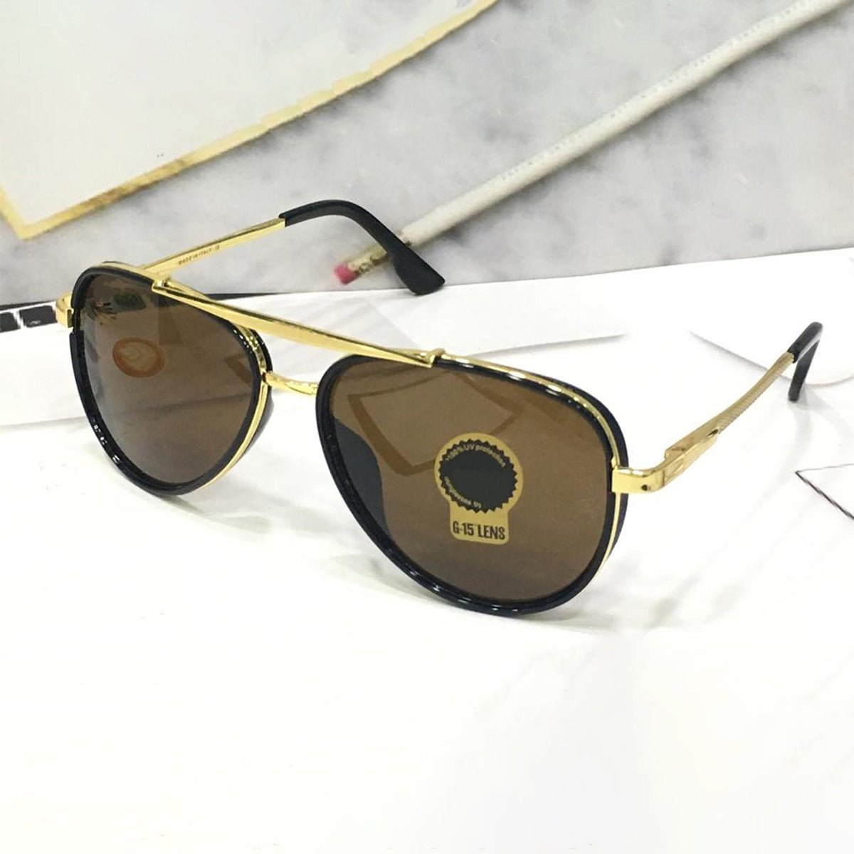 Frogurist 4414 Aviator Sunglasses (SUN-RN-4414-BRN1GLD-M) SWASTIK CREATIONS The Trend Point