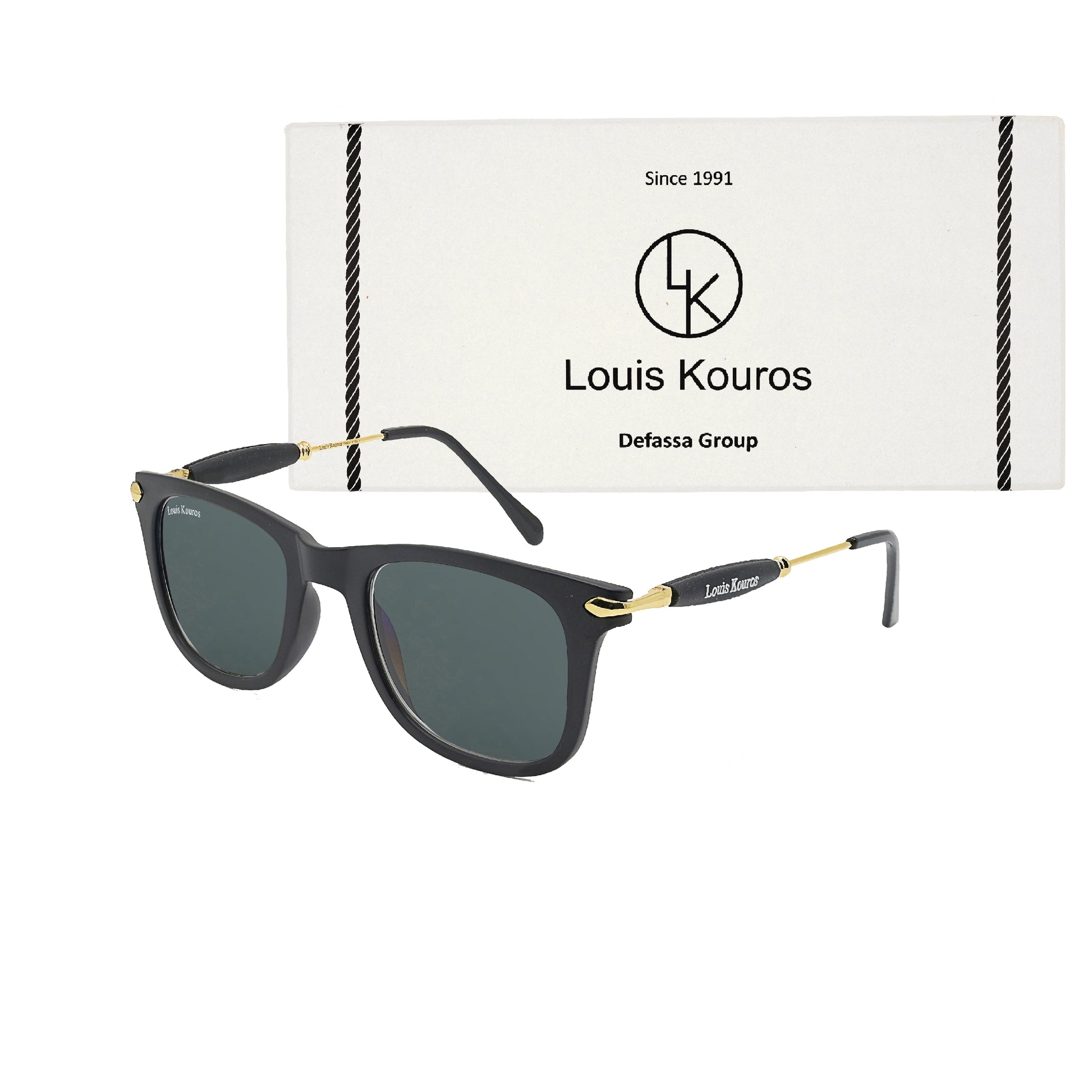 Black Buloster Square Premium Sunglasses (SUN-LK-2148-BLK1GLD-M)