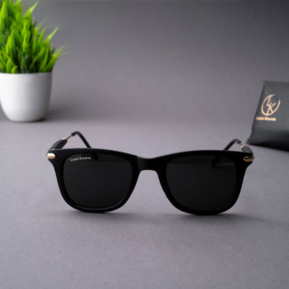 Black Buloster Square Sunglasses (SUN-LK-2148-BLK1GLD-M) - SWASTIK CREATIONS The Trend Point