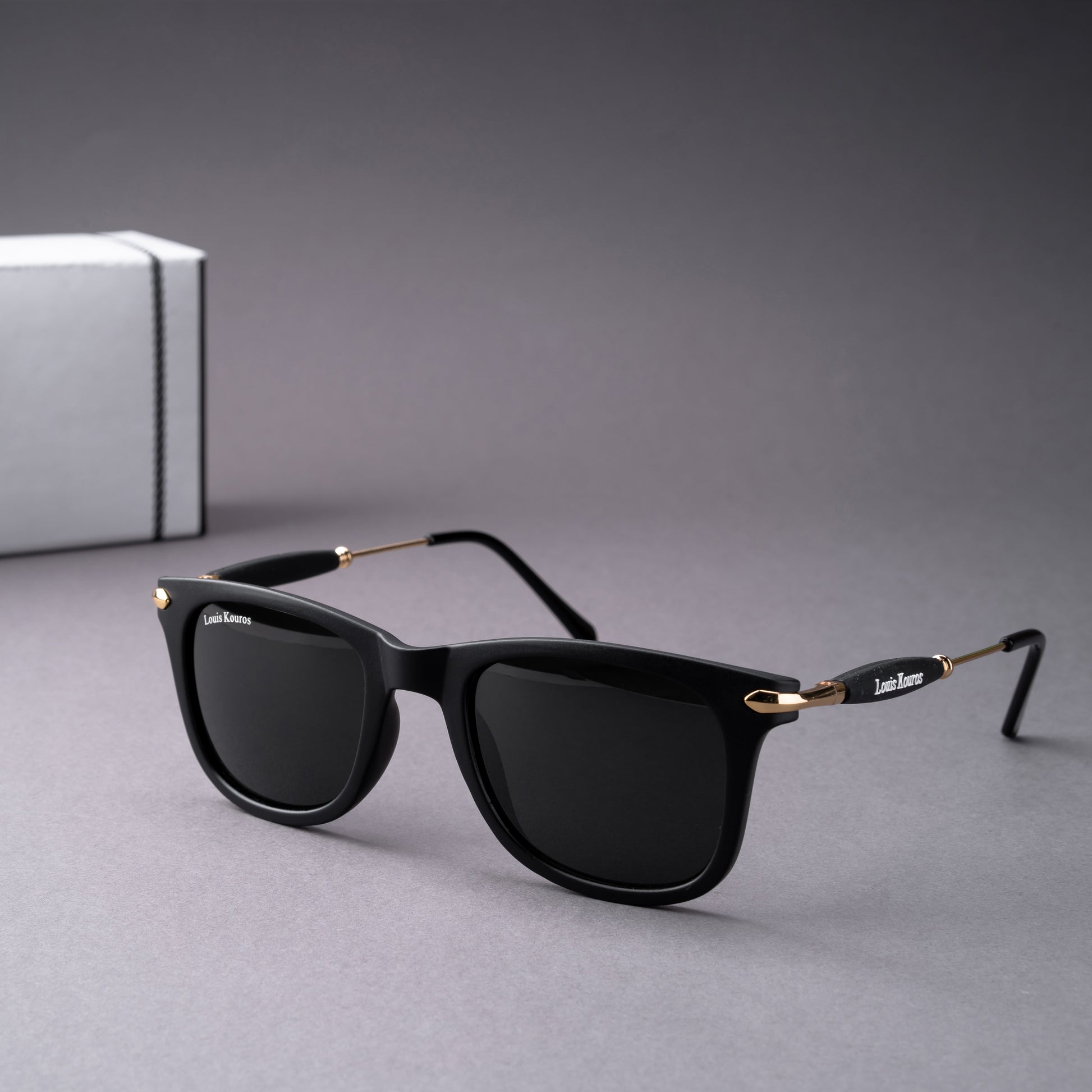 Black Buloster Square Sunglasses (SUN-LK-2148-BLK1GLD-M)