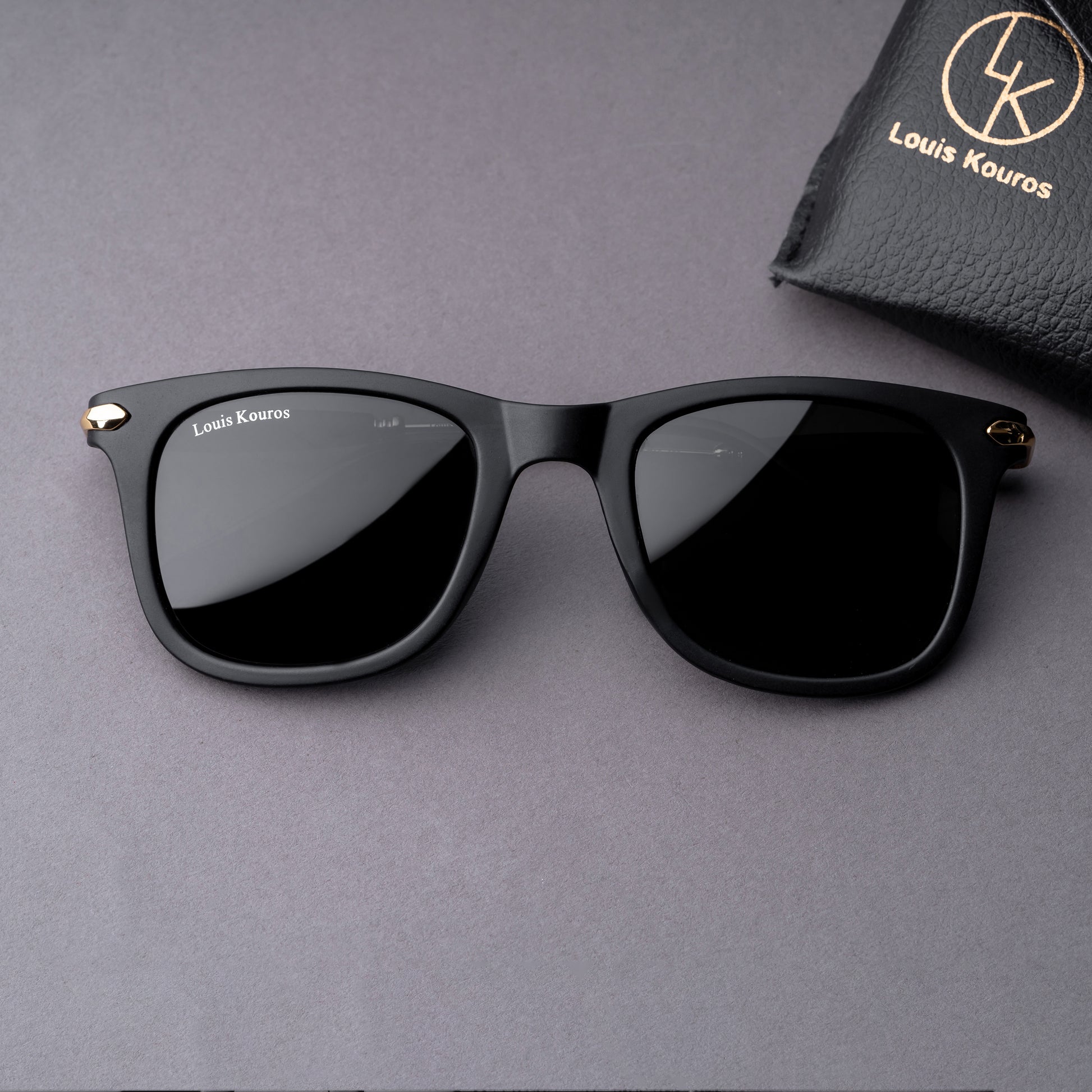 Black Buloster Square Sunglasses (SUN-LK-2148-BLK1GLD-M)