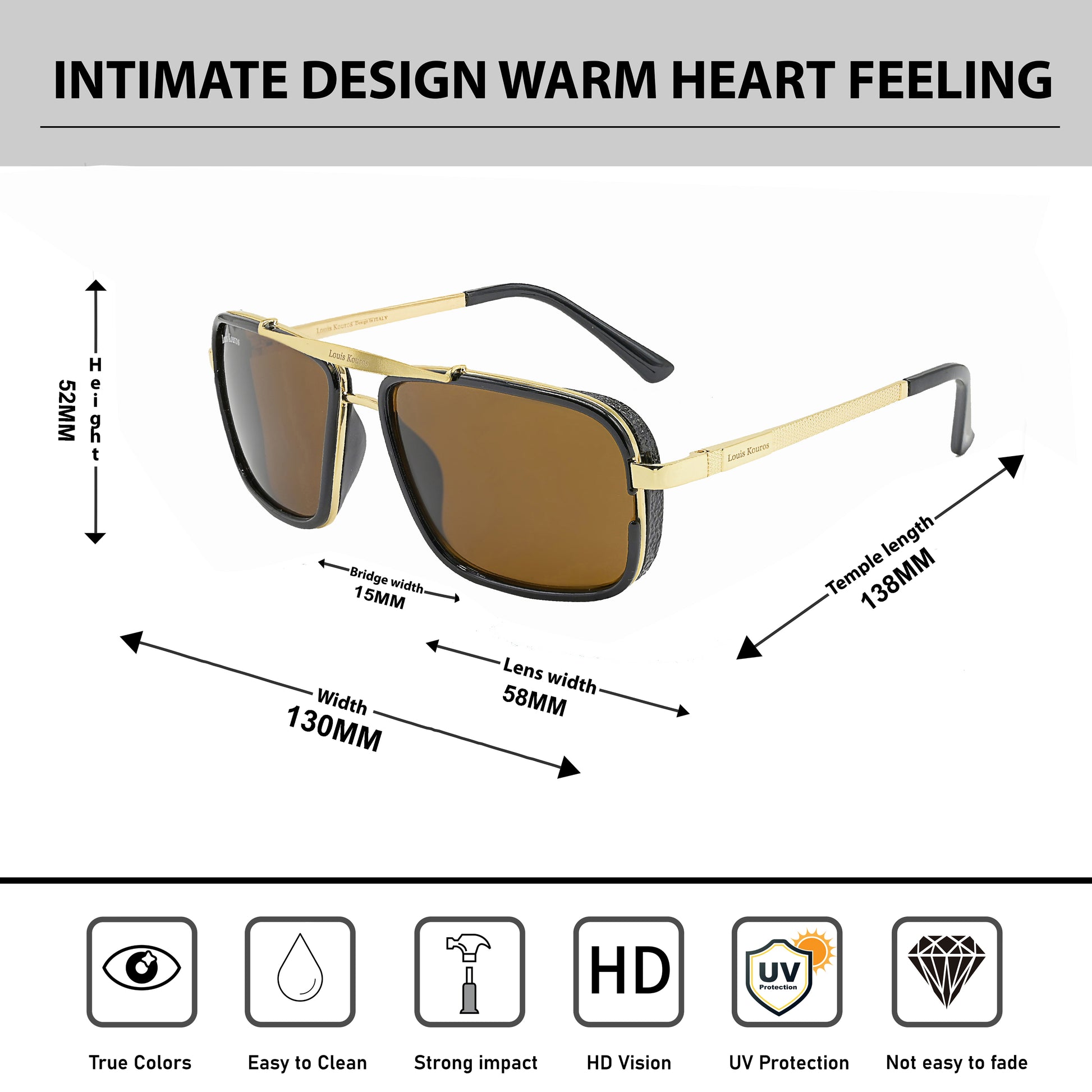 Brown Cayenne Square Sunglasses (SUN-LK-4413-BRN1GLD-M)