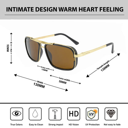 Brown Cayenne Square Sunglasses (SUN-LK-4413-BRN1GLD-M)