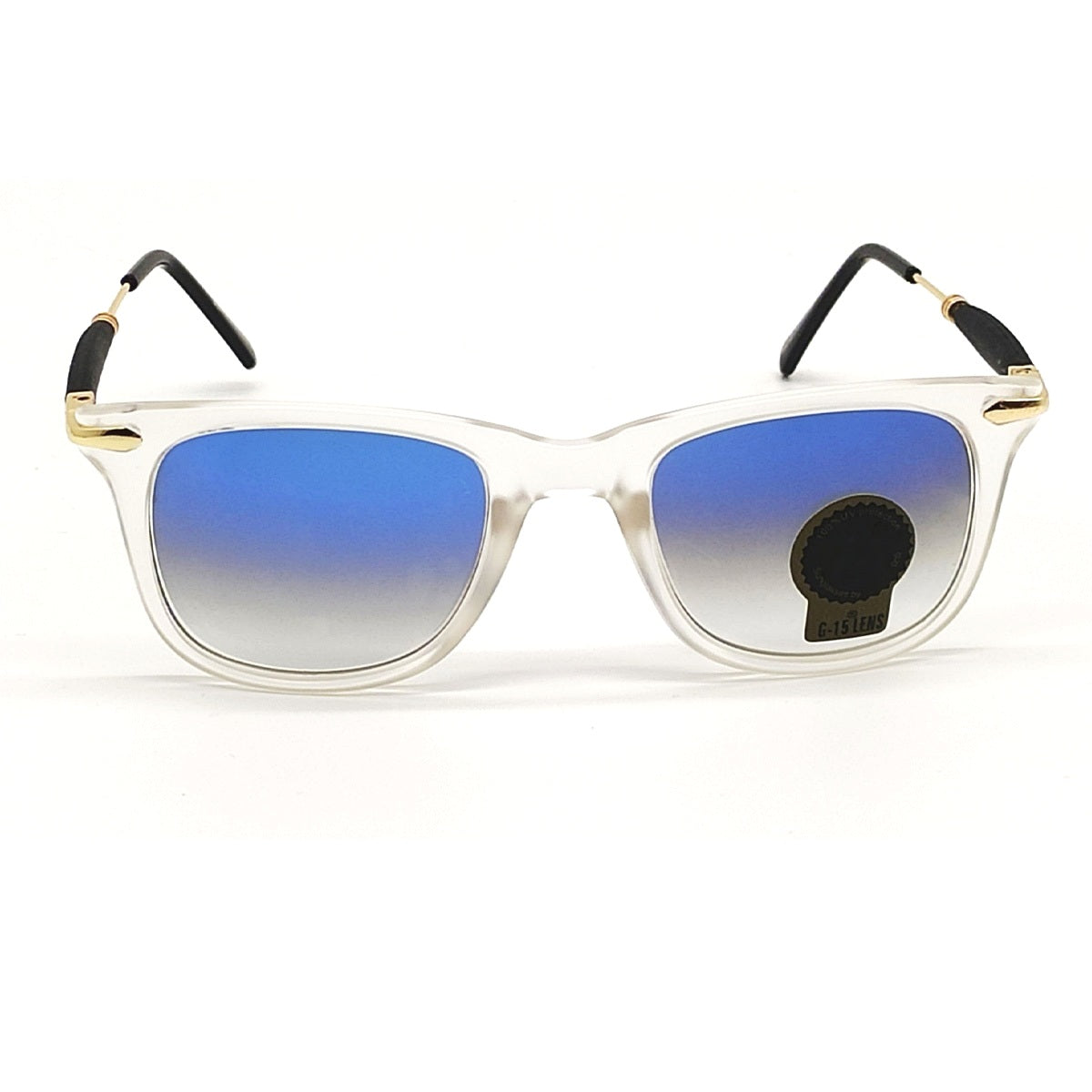 Blue Enigte Square Sunglasses (SUN-RN-2148-BLU2CLR-GLD-M) SWASTIK CREATIONS The Trend Point