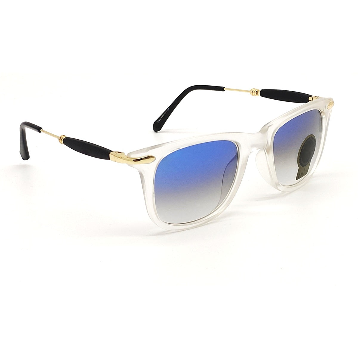 Blue Enigte Square Sunglasses (SUN-RN-2148-BLU2CLR-GLD-M) SWASTIK CREATIONS The Trend Point