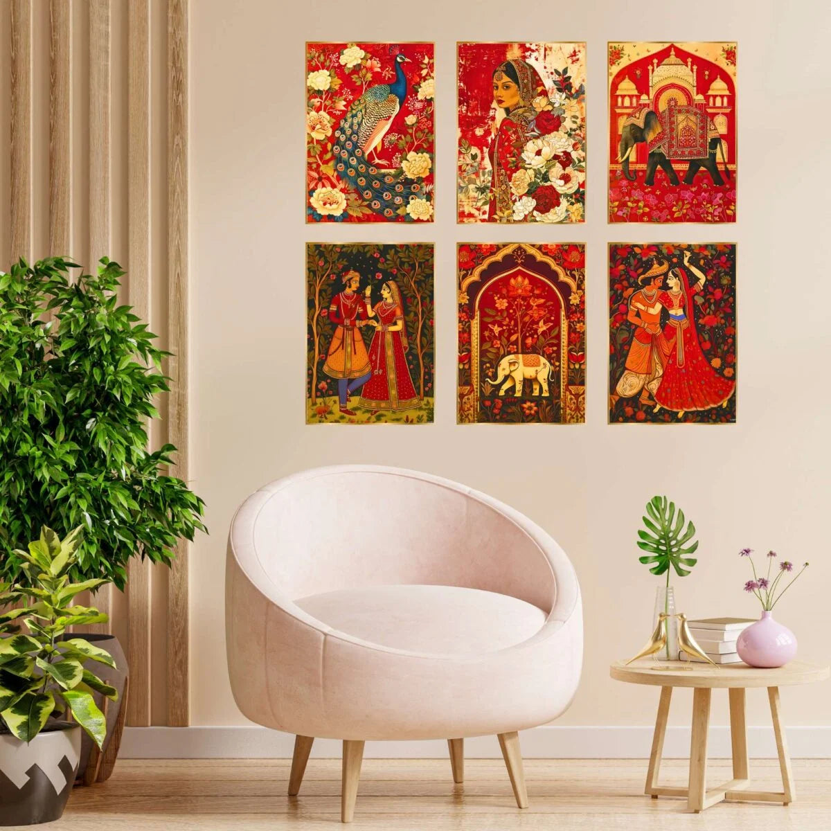 CH-GD6-11 Set of Six Wall Paintings for Wall Decoration Golden Framed Wall Paintings for Living Room & Bedroom Wall Art for Home Decoration & Office Wall Décor SWASTIK CREATIONS The Trend Point