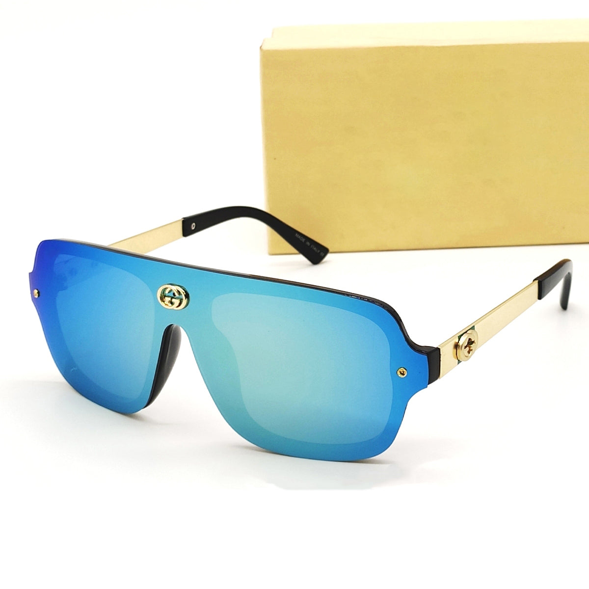 Aqua Green Ezkel Square Sunglasses (SUN-GC-3809-AQG3GLD)