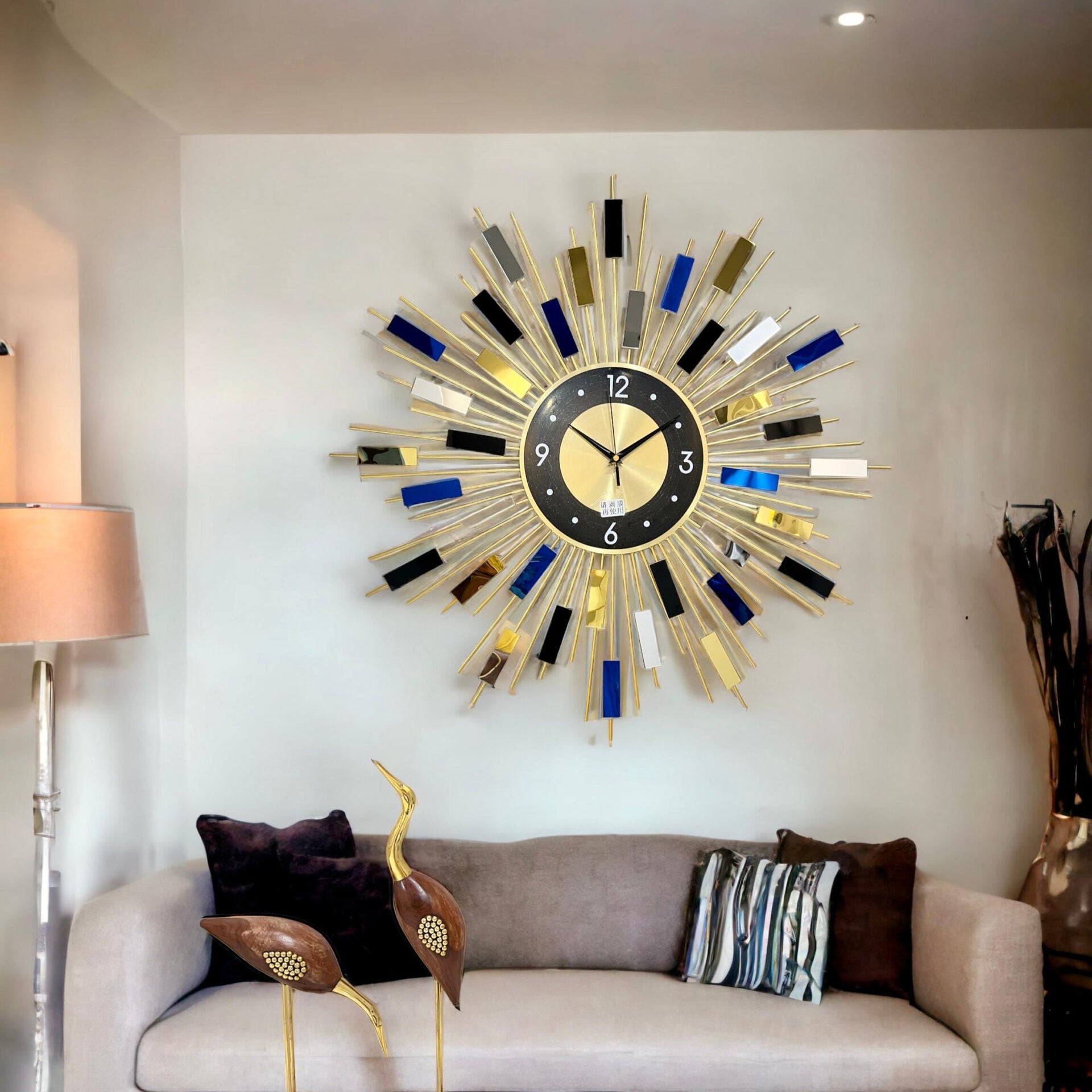 Modern Multicolor Metal Wall Clock Art