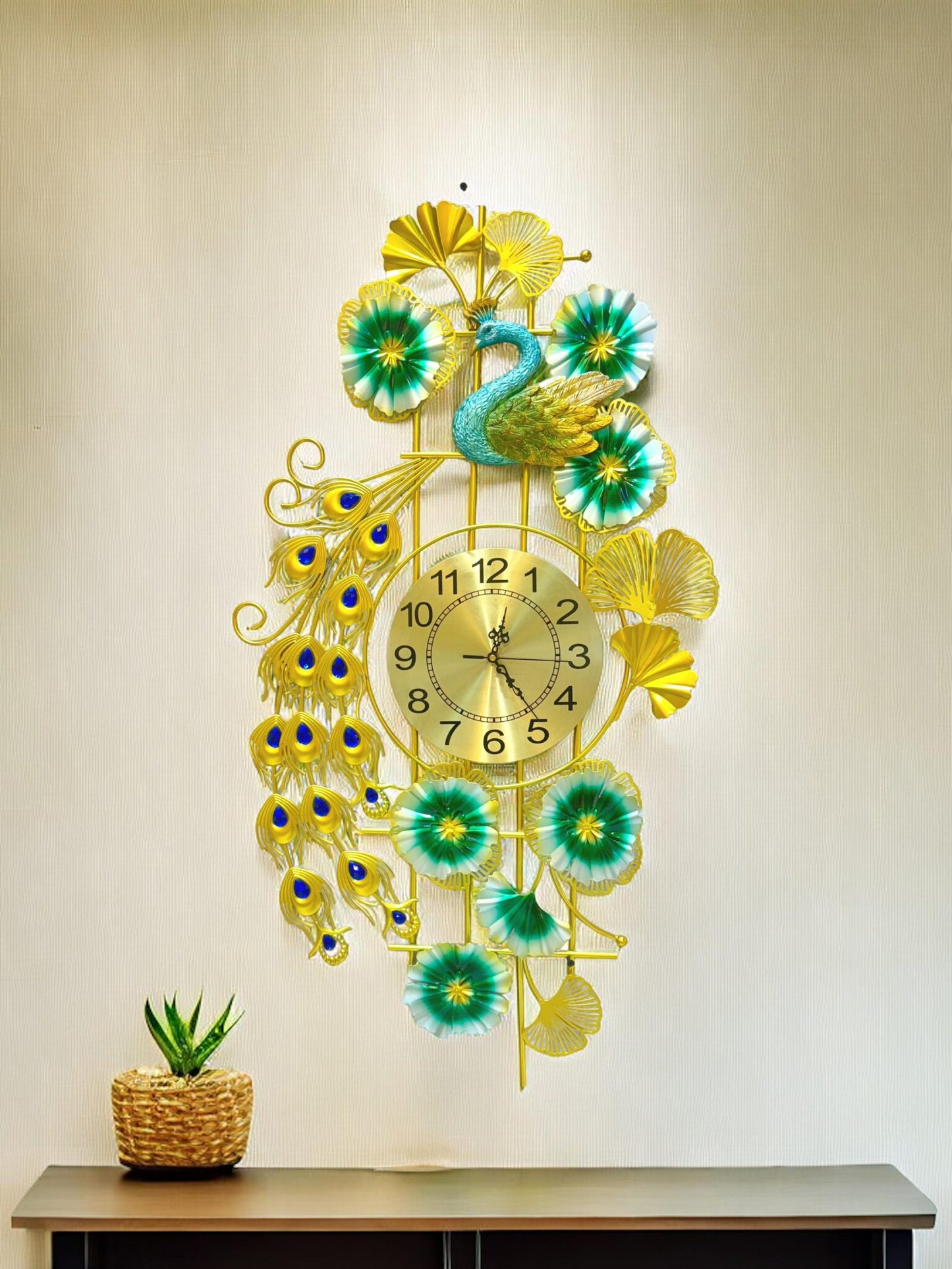 Modern Peacock Metal Wall Clock SWASTIK CREATIONS The Trend Point