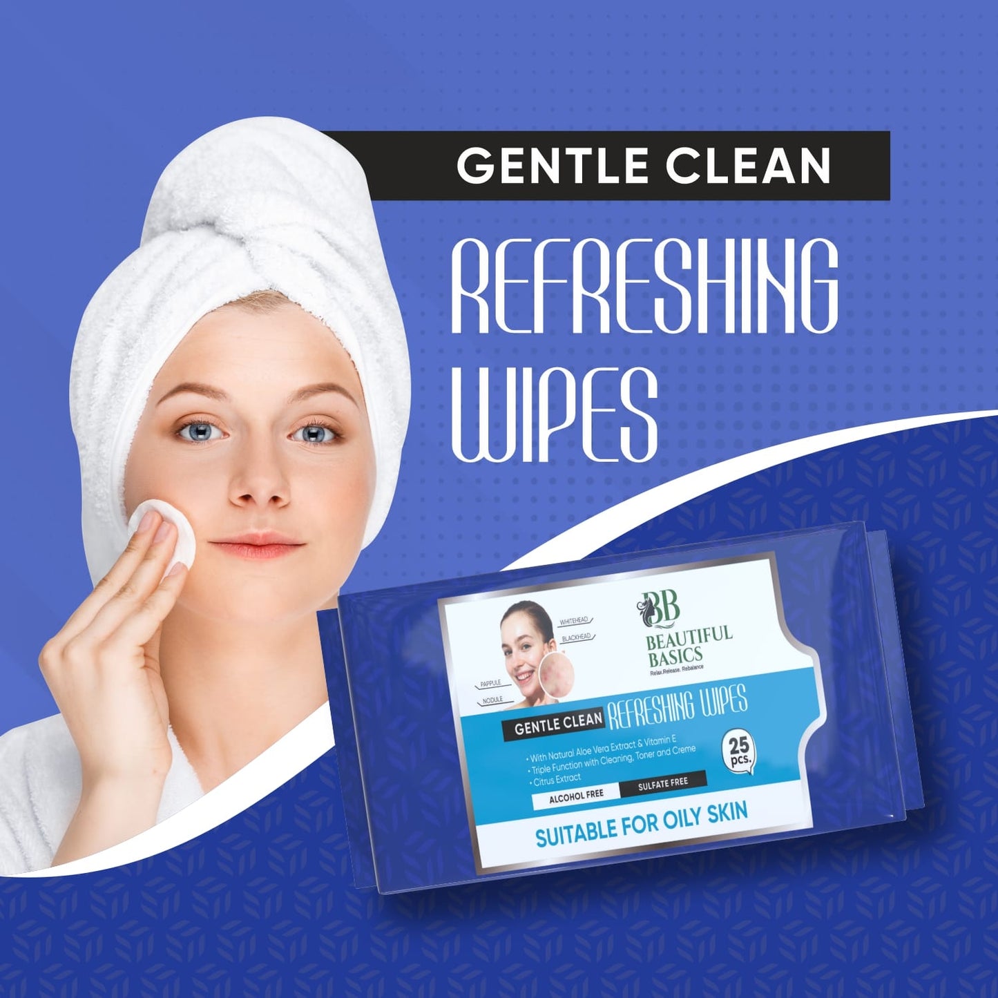 Beautiful Basics Normal & Oily Skin Face Wipes (2 Pkts x 50 Pcs Wipes) SWASTIK CREATIONS The Trend Point