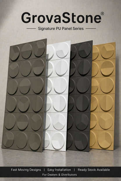 #GrovaStone 112 Without Mirror – 25mm PU Stone Finish Panels - Size 2x4ft - 5 color options