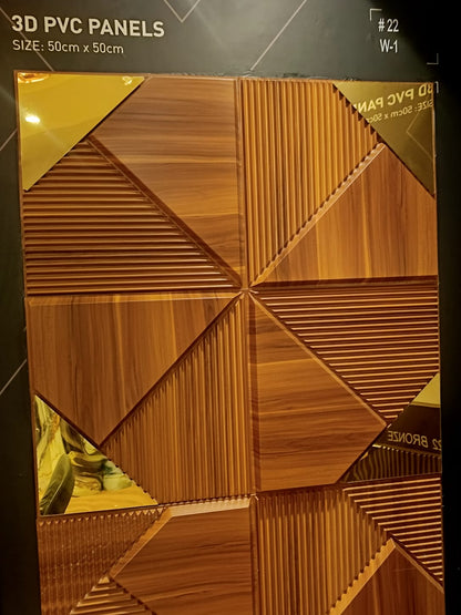 #22 Fin - 3D PVC Champagne Gold Panel (Mirror) (Size 50*50cm) - Min 10Pcs