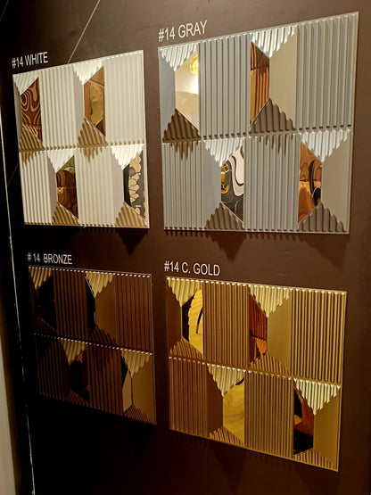 #14 Stone - 3D PVC Panel Stone (Mirror) - 5 colors option - (Size 50*50cm) - Min 10Pcs