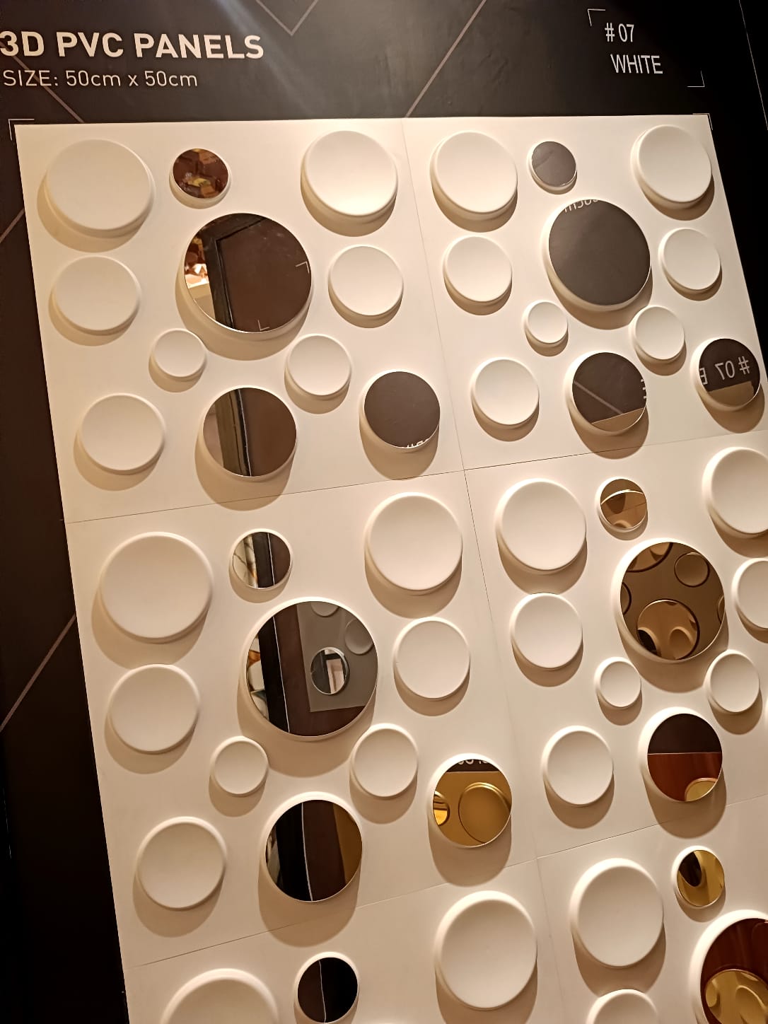 #07 Polka Dots 3D PVC Panel (Mirror) - 5 colors option - (Size 50*50cm) - Min 10Pcs