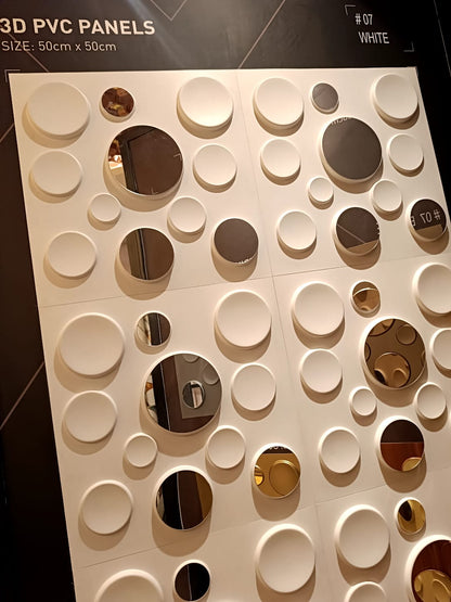#07 Polka Dots 3D PVC Panel (Mirror) - 5 colors option - (Size 50*50cm) - Min 10Pcs
