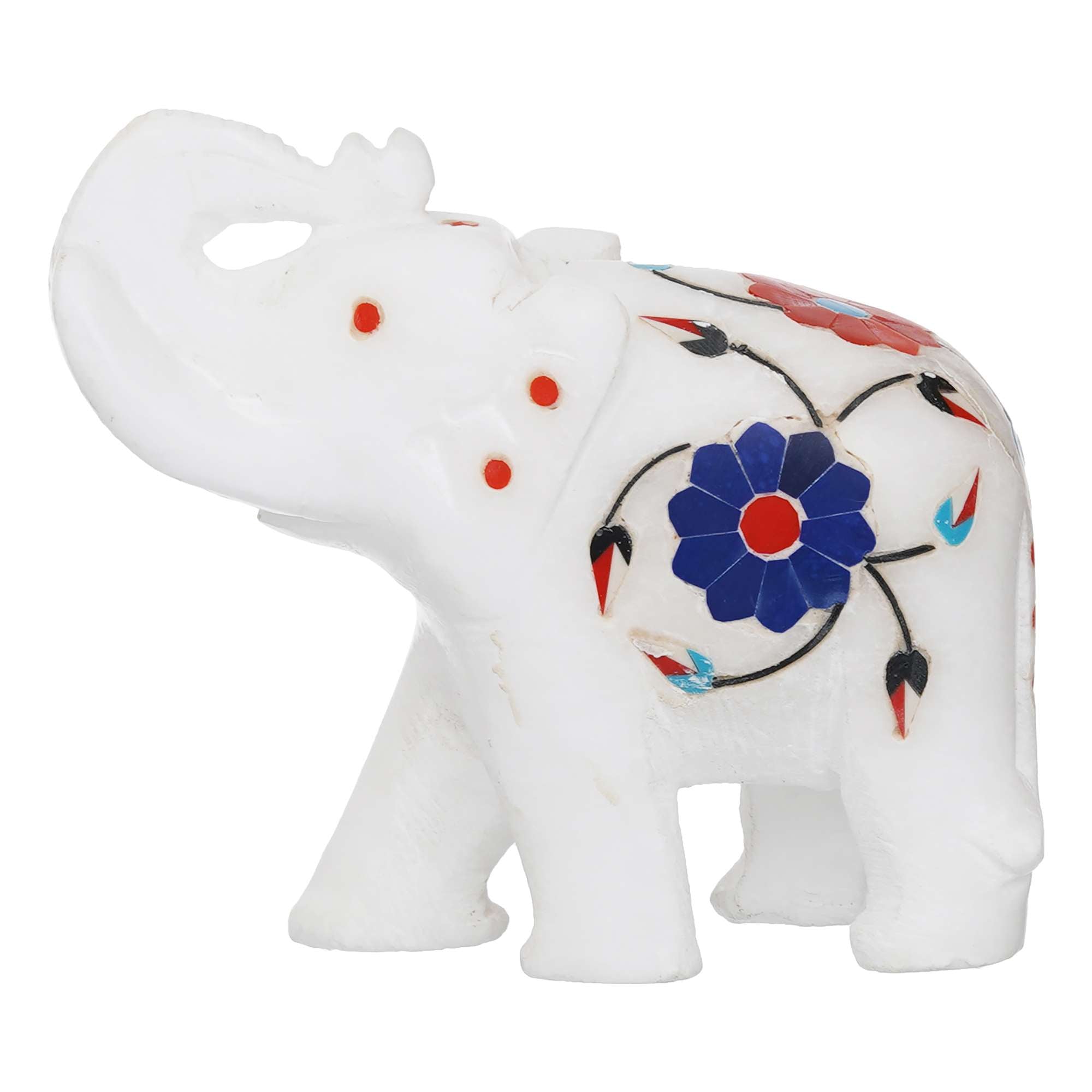White Marble Elephant Showpieces Home Decor for Living Room, Table, Shelf for Vastu, Feng Shui, Office Decor, Gifting -1 (NMB-EL2) - SWASTIK CREATIONS The Trend Point