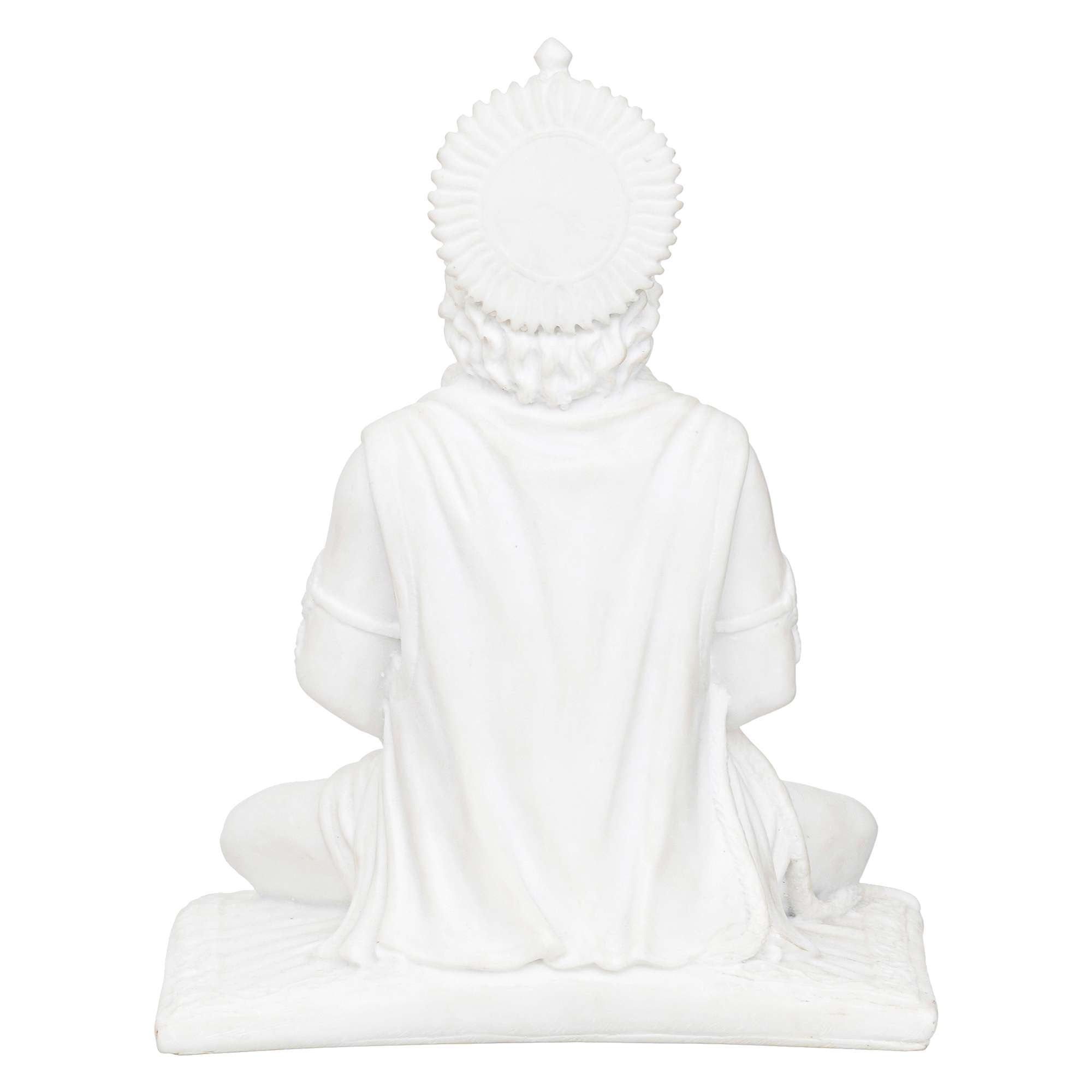 White Marble Lord Hanuman Sitting Statue with gada & Reading Book Decorative Showpiece (NMB-HN4) - SWASTIK CREATIONS The Trend Point