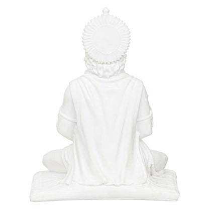 White Marble Lord Hanuman Sitting Statue with gada & Reading Book Decorative Showpiece (NMB-HN4) - SWASTIK CREATIONS The Trend Point