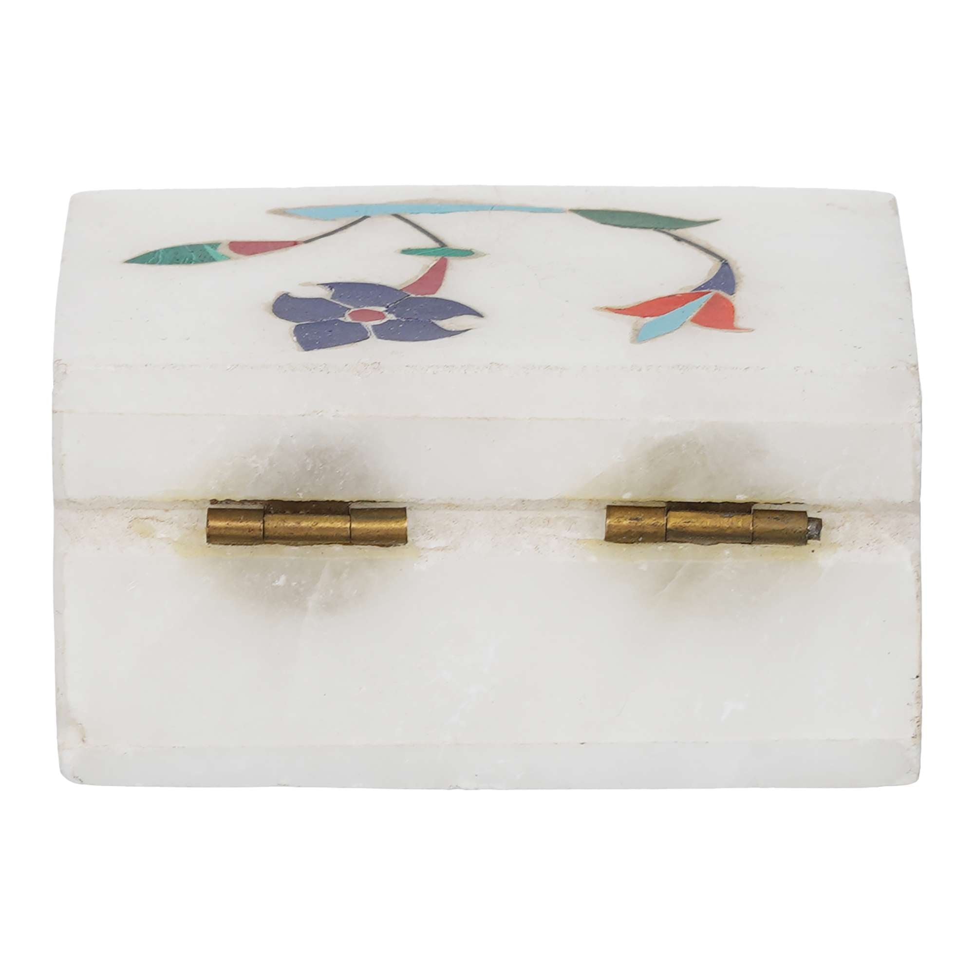White Marble with floral inlay work Trinket Jewelry Box for Multi Purpose Use and Perfect Gifts for Women and Girls (NMB-RBX1) - SWASTIK CREATIONS The Trend Point