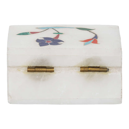 White Marble with floral inlay work Trinket Jewelry Box for Multi Purpose Use and Perfect Gifts for Women and Girls (NMB-RBX1) - SWASTIK CREATIONS The Trend Point