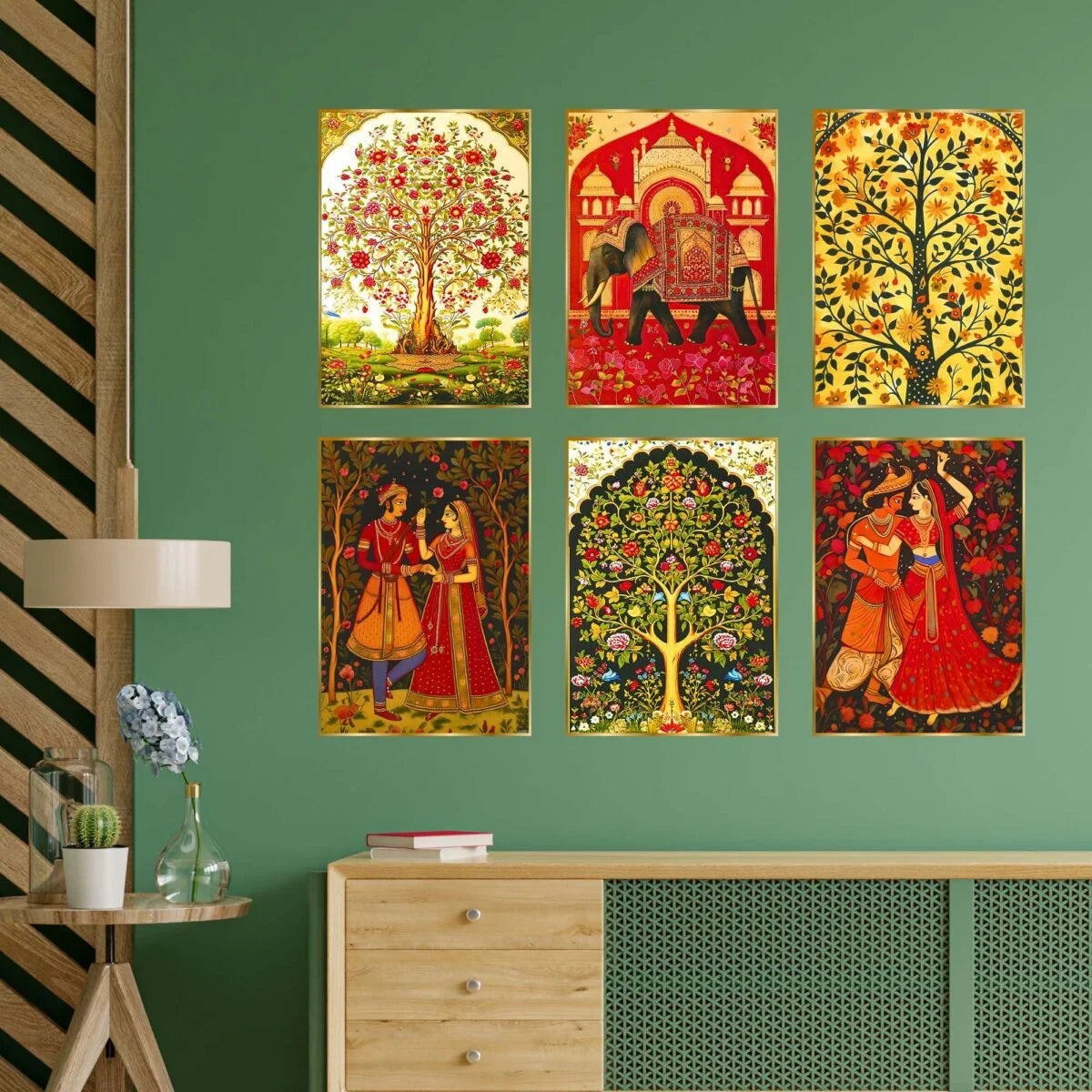 CH-GD6-10 Set of Six Wall Paintings for Wall Decoration Golden Framed Wall Paintings for Living Room & Bedroom Wall Art for Home Decoration & Office Wall Décor SWASTIK CREATIONS The Trend Point