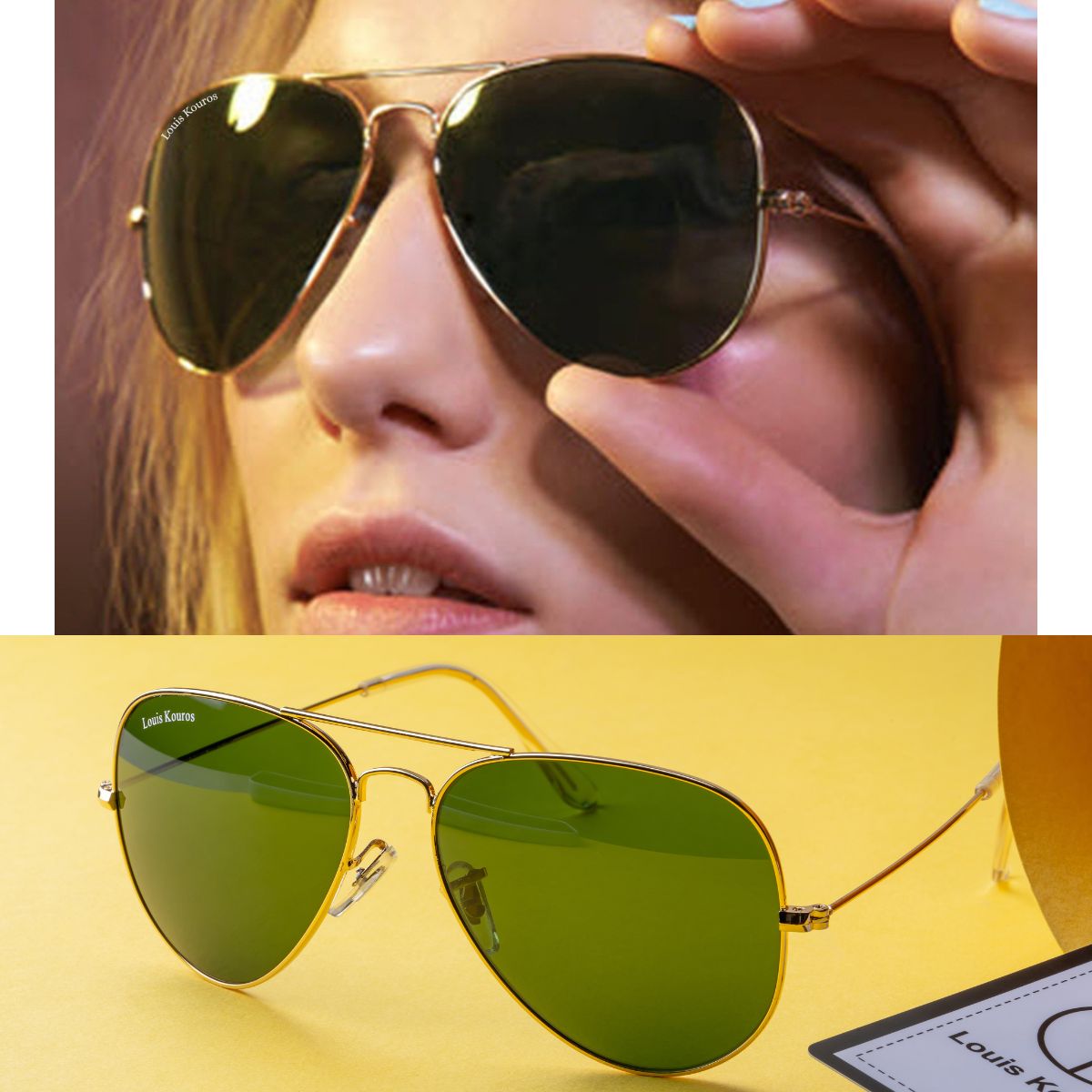 Purosangue 3026 Aviator Sunglasses (SUN-LK-3026-GRN1GLD-M-A) SWASTIK CREATIONS The Trend Point