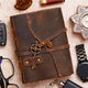 Swastik Trend Point Vintage Handmade Genuine Leather Journal | Premium Antique Key Design String Closure | 200 Handmade Brown Pages -3