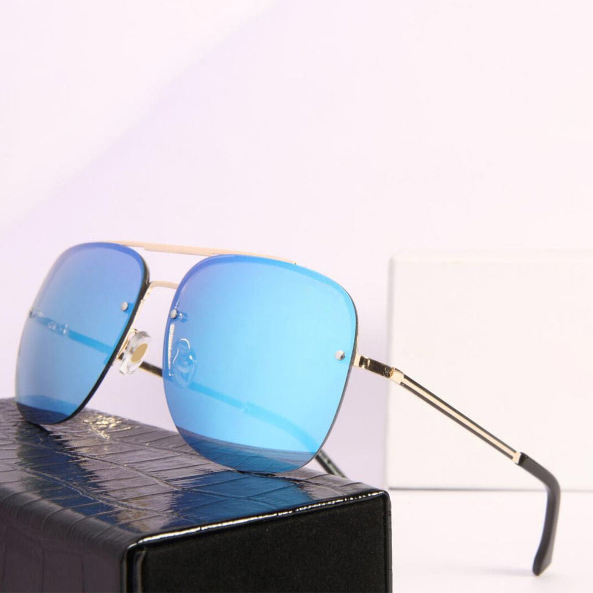 Aqua Blue REBEL Square Sunglasses (SUN-LC-11089-AQB3GLD) - SWASTIK CREATIONS The Trend Point SWASTIK CREATIONS The Trend Point