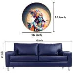 CH-RKR17 Krishna Wall Painting for Wall Decoration with Frame Sparkle Glossy Round Golden Framed Large Painting Office, Living Room, Bedroom, Home Decoration