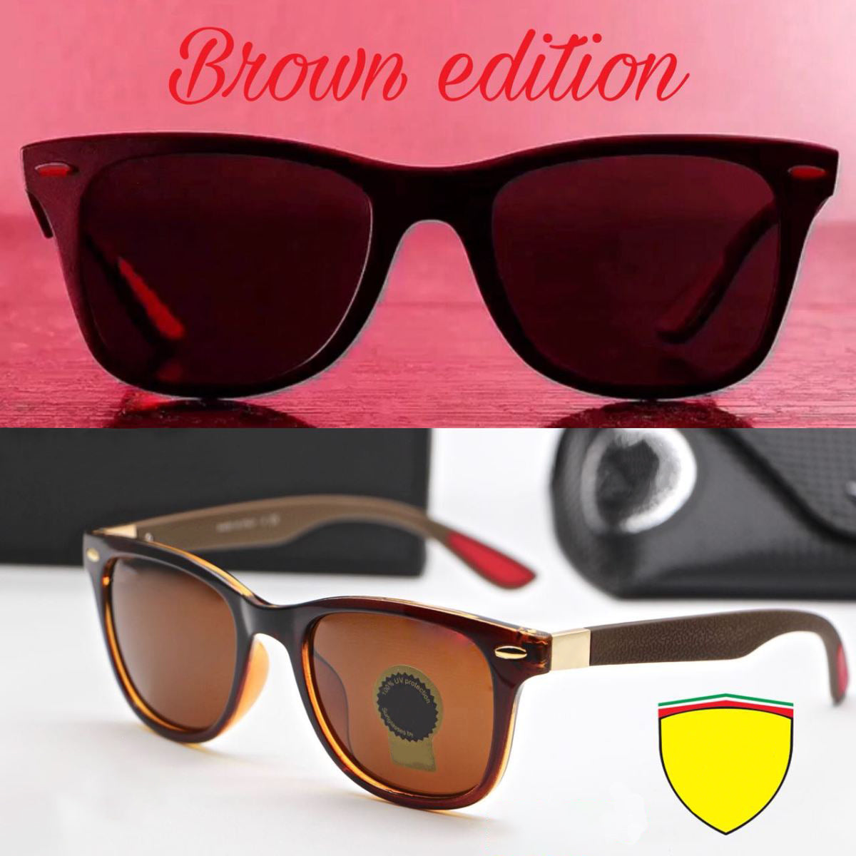 Brown VENOM Square Sunglasses (SUN-RN-4195-BRN1GLD-M) SWASTIK CREATIONS The Trend Point