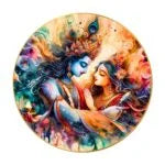 CH-RKR9 Radha Krishna: The Eternal Union Wall Painting with Frame Sparkle Glossy Round Golden Framed Large Painting Office, Living Room, Bedroom, Home Decoration SWASTIK CREATIONS The Trend Point